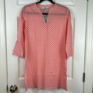 NWT Charleston Shoe Co. orange and white tunic top sz med